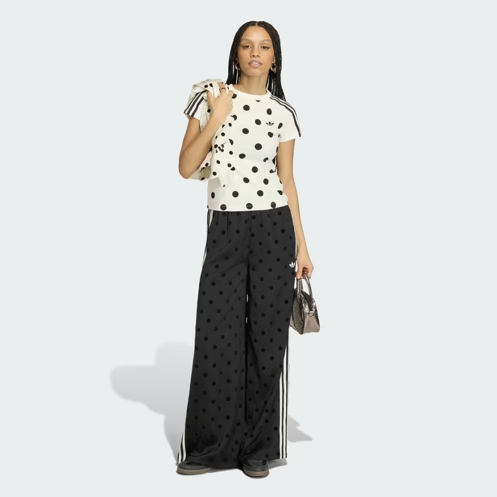 Adidas Women's Black Polka Dot Wide-Leg Pants - Picture 3 of 6